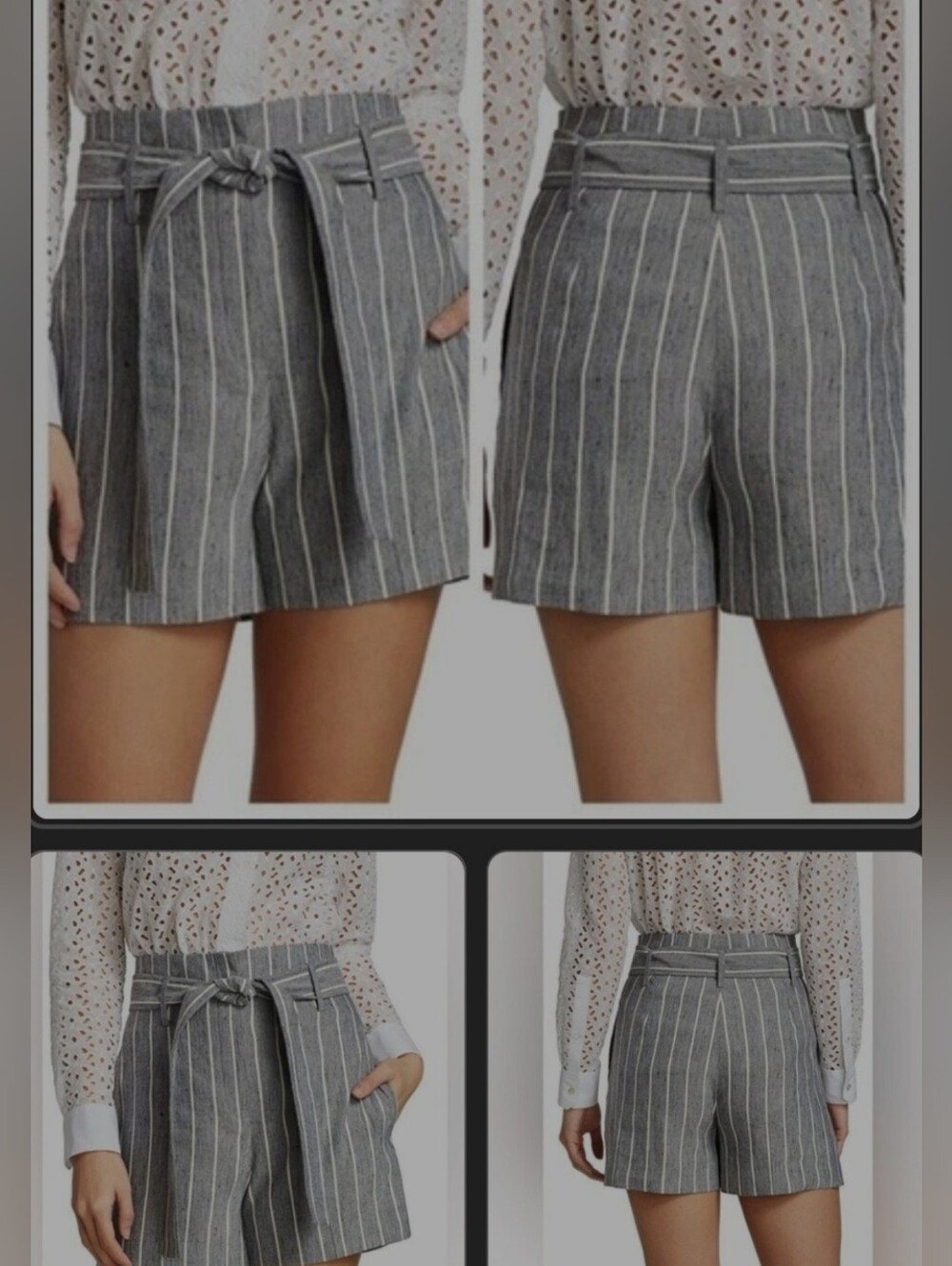 Theory high waist striped linen shorts 6